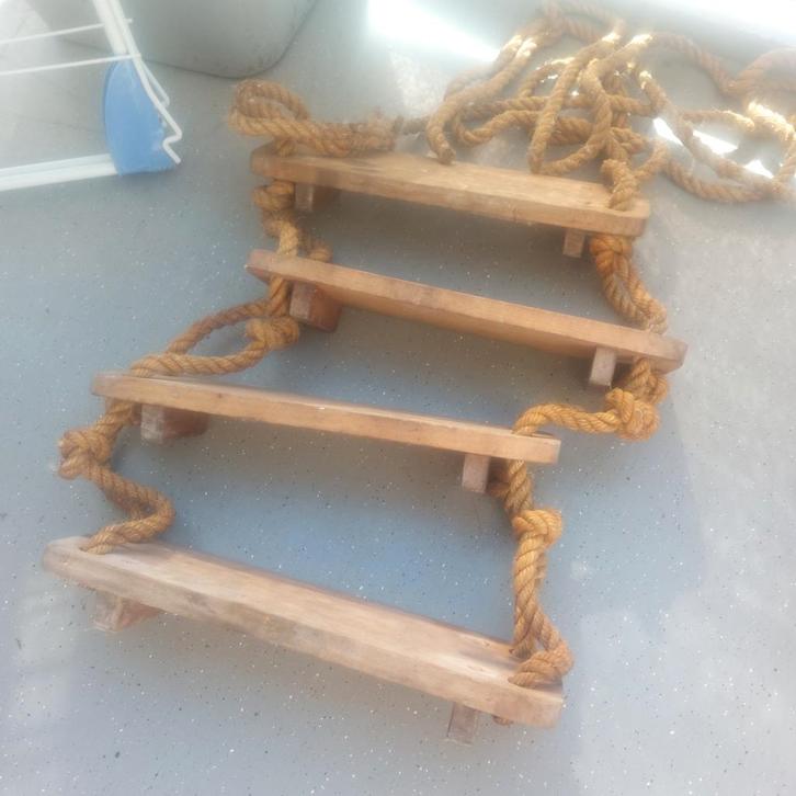 Houten touwladder voor een boot, 4 treden, Watersport en Boten, Bootonderdelen, Gebruikt, Ophalen of Verzenden
