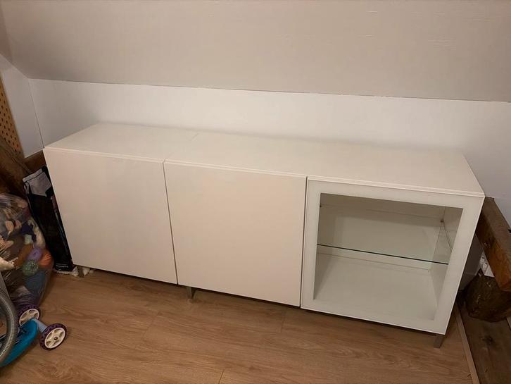 Witte IKEA Besta Dressoir, Huis en Inrichting, Kasten | Dressoirs, Gebruikt, 150 tot 200 cm, 25 tot 50 cm, Met deur(en), Kunststof