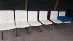 6 creme leren henders & hazel eetstoelen, Ophalen, Wit, Leer, Zo goed als nieuw