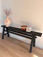Oud houten zwarte bank sober/landelijk, Ophalen, Gebruikt, Hout