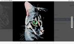 Mooie feborduurde poes op lapje stof om zelf te ferwerken, Ophalen of Verzenden, Nieuw