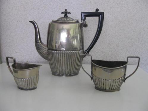 VERZILVERDE KOFFIE SET/servies 3-delig, Antiek en Kunst, Antiek | Goud en Zilver, Zilver, Ophalen