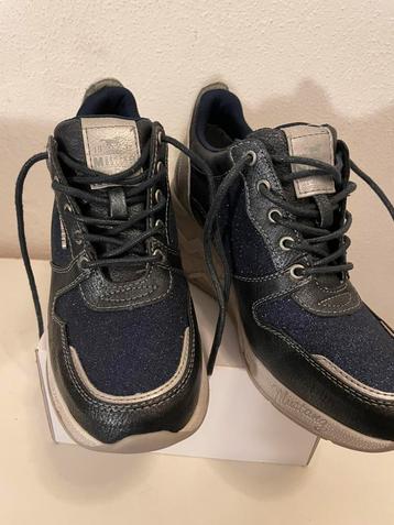 Mustang Dames EU 36 Blauwe Leren Stoffen Veterschoenen beschikbaar voor biedingen