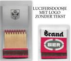 Luciferdoosje brand bier binnenkant logo met tekst, Ophalen of Verzenden, Zo goed als nieuw, Asbak