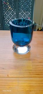 Zeer mooie vaas/windlicht van leerdam space ace jaren 70, Blauw, Ophalen of Verzenden, Minder dan 50 cm, Glas