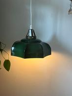 Emaille groene parapluhanglamp, Gebruikt, 50 tot 75 cm, Vintage, Ophalen of Verzenden