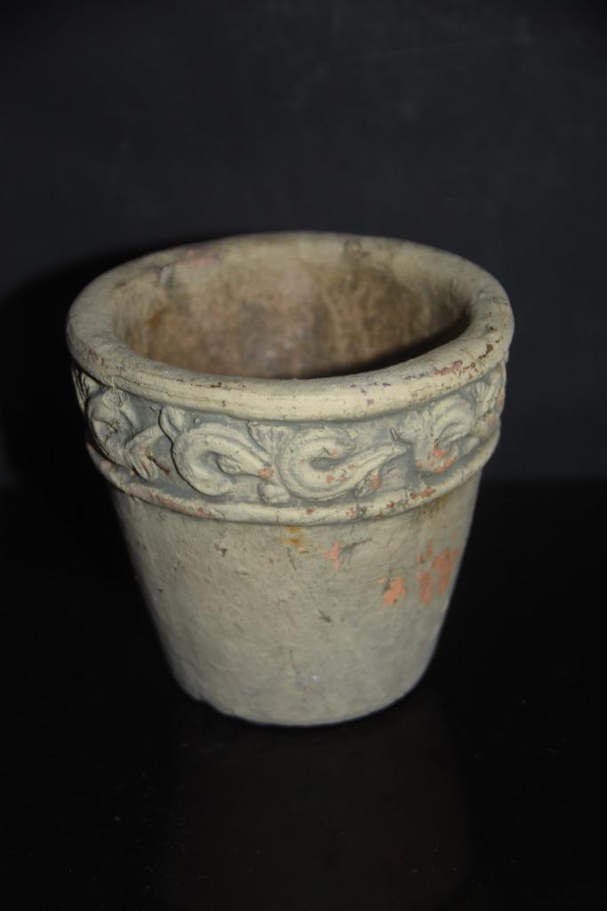 Oude bloempot met mooie guirlande sierrand pot, Tuin en Terras, Bloempotten, Aardewerk, Binnen, Minder dan 40 cm, Minder dan 25 cm