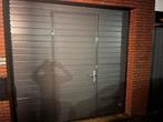 Grijze Garagedeur met loopdeur donkergrijs, Doe-het-zelf en Verbouw, Deuren en Horren, Gebruikt, 80 tot 100 cm, Garagedeur, Ophalen of Verzenden