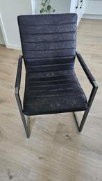 Zwart / antracieten Eco-leer eetkamerstoelen // ROFRA Home, Huis en Inrichting, Ophalen, Zwart, Leer, Zo goed als nieuw