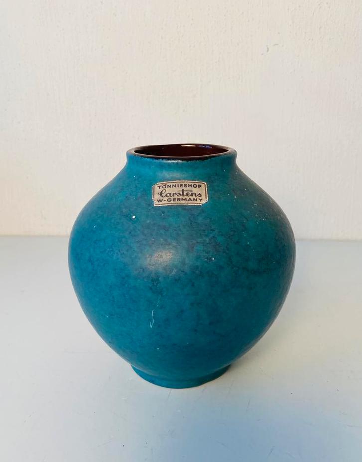 Carstens Tonnieshof keramiek vaas , jaren 60, Huis en Inrichting, Woonaccessoires | Vazen, Gebruikt, Blauw, Minder dan 50 cm, Aardewerk of Porselein
