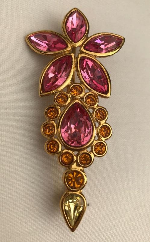 Yyes  Saint Laurent - Vintage 90 s Grote kristal broche, Sieraden, Tassen en Uiterlijk, Broches, Zo goed als nieuw, Overige materialen