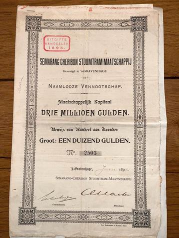 Historische spoorweg aandelen (3x) - Java -1895-1910 beschikbaar voor biedingen