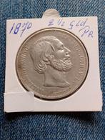 Munt 1870 2 1/2 gulden Nederland Willem 3 zilver, Koning Willem III, Zilver, Ophalen of Verzenden, Losse munt