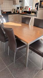 Houten Eettafel met stalen frame, Huis en Inrichting, Tafels | Eettafels, Ophalen, Gebruikt, 100 tot 150 cm, Eikenhout