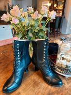 Nieuwe echt zwart leren victoriaanse rijglaarsjes, maat 38, Zwart, Lage of Enkellaarzen, Nieuw, Ophalen of Verzenden