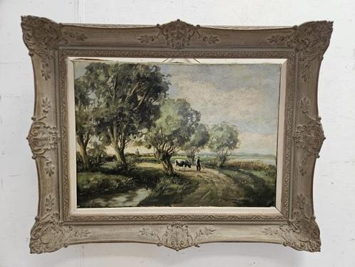 Olieverf schilderij HC Kranenburg, boerenlandschap, Hollands, Antiek en Kunst, Kunst | Schilderijen | Klassiek
