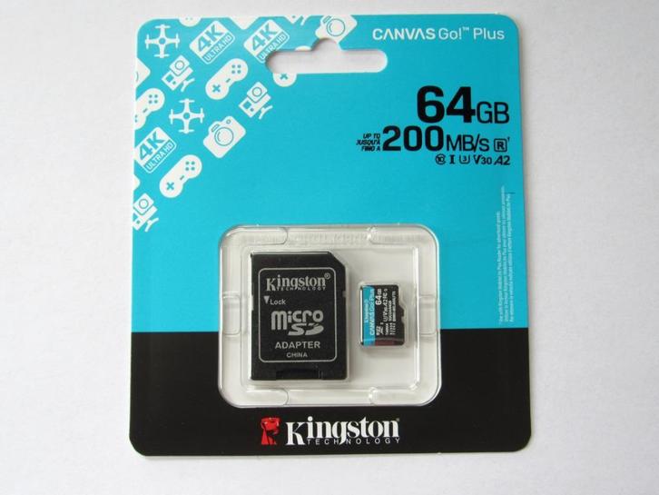 Kingston micro SD kaart 64GB voor 4K HD nieuw 200 MB/s, Audio, Tv en Foto, Fotografie | Geheugenkaarten, Nieuw, SD, 64 GB, Drone