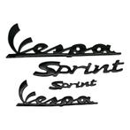 4 delig hoogglans zwarte vespa sprint logo sticker set, Ophalen of Verzenden