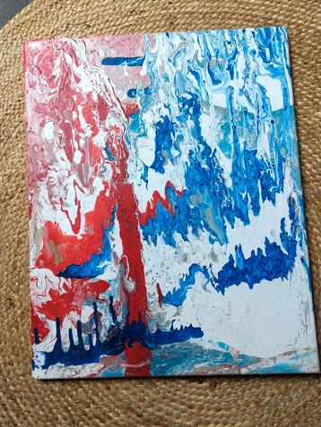 Abstract Kunstwerk - Kleurenspatten 40x50cm beschikbaar voor biedingen