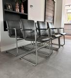 4/6 antraciet leder Henders & Hazel design eetkamerstoelen, Ophalen, Henders en Hazel, Zo goed als nieuw, Metaal