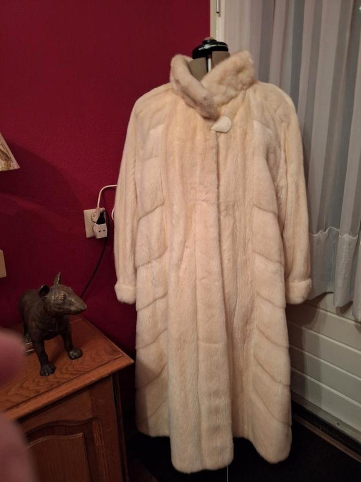 Unieke Alijn mink bontjas nertsjas zoom 385cm! 42,44,46, Kleding | Dames, Jassen | Winter, Zo goed als nieuw, Maat 42/44 (L), Wit