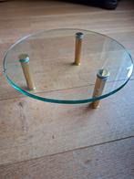 Glazen plateau met koperen  poten, 50 tot 100 cm, Rond, Zo goed als nieuw, Minder dan 50 cm
