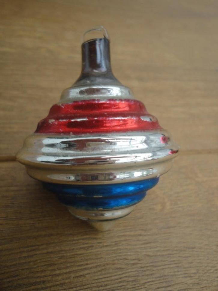 Mooie oude glazen ajeko kerstbal model soort tol, Diversen, Kerst, Gebruikt, Ophalen of Verzenden