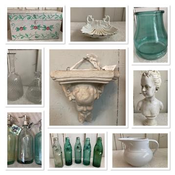 Brocante Kist - zeepbakje - glazen pot - vazen - console beschikbaar voor biedingen