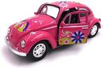 Volkswagen Kever rose hippie met frictie motor 1 op 34, Hobby en Vrije tijd, Modelauto's | 1:32, Nieuw, Ophalen of Verzenden, Auto