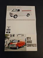 Brochure Dodge Compacts 1974 USA, Ophalen of Verzenden, Zo goed als nieuw, Overige merken
