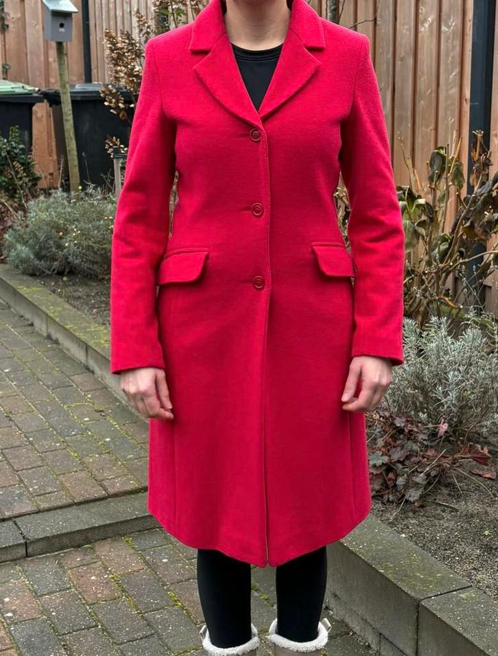 Rode wollen mantel Rick Cardona maat 36, Kleding | Dames, Jassen | Winter, Zo goed als nieuw, Maat 36 (S), Rood, Ophalen of Verzenden