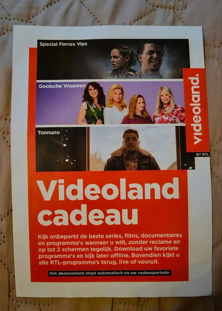 18 maanden Videoland abonnement, Tickets en Kaartjes, Kortingen en Cadeaubonnen, Eén persoon, Cadeaubon