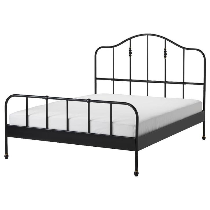 Bed Sagstua Ikea metaal zwart 160 x 200, Huis en Inrichting, Slaapkamer | Bedden, Zo goed als nieuw, Tweepersoons, 160 cm, 200 cm