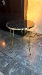 Bijzettafel Marmerlook - Ø38cm, 49cm hoog, 45 tot 60 cm, Metaal of Aluminium, Rond, Ophalen of Verzenden