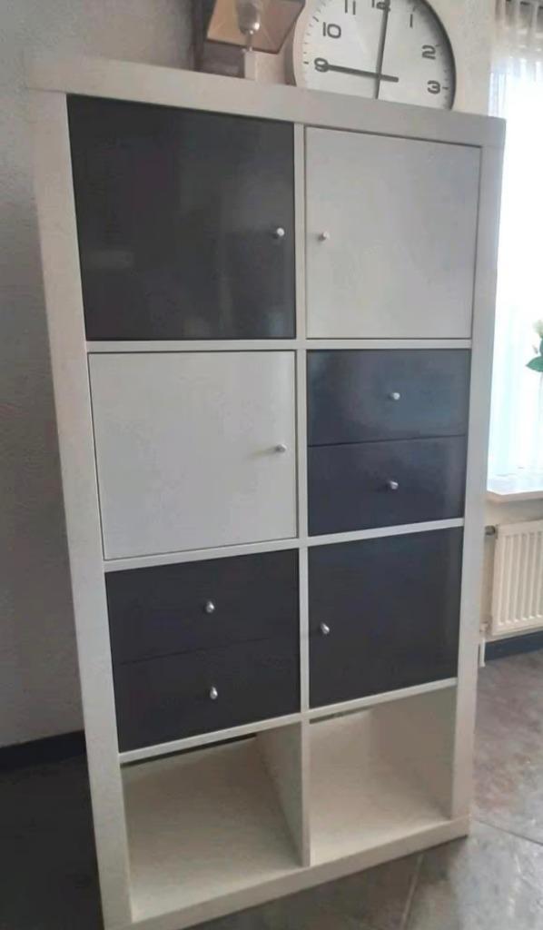 2x antraciet grijs hoogglans Kallax deuren Ikea, Huis en Inrichting, Woonaccessoires | Schalen en Manden, Zo goed als nieuw, Vierkant