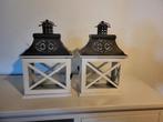 2 witte lantaarns, zo goed als nieuw., Ophalen, Zo goed als nieuw, Hout, Minder dan 25 cm