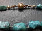 Collier met turkooizen en 14 k gouden slot, ketting turkoois, Verzenden, Goud, Ketting, Met edelsteen