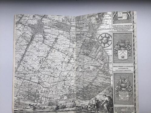 Delfland Cruquius, verkleinde overzichtskaart, Zeldzaam,1712, Antiek en Kunst, Kunst | Etsen en Gravures, Verzenden