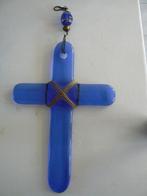 Leerdam glas, blauw kruis, Antiek en Kunst, Ophalen