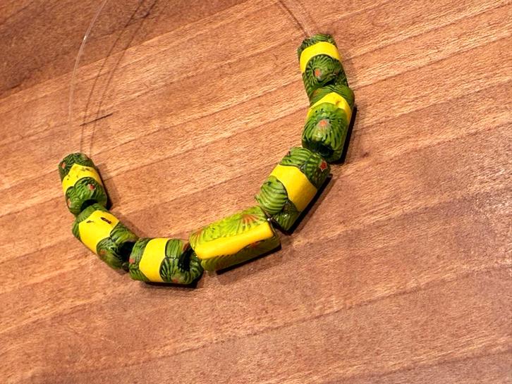Millefiori Kralen - Groen & Geel, Sieraden, Tassen en Uiterlijk, Kettingen, Zo goed als nieuw, Overige materialen, Groen, Ophalen of Verzenden
