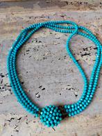 Prachtige vintage blauw collier ketting kralen, Ophalen of Verzenden, Zo goed als nieuw, Blauw, Elastiek