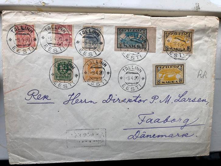 Omgekeerd Vikingschip, zeldzaam op brief Estonia!!, Postzegels en Munten, Brieven en Enveloppen | Buitenland, Brief, Ophalen of Verzenden