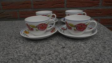 4x kopjes en schotels x servies Wood and Son Alpine Meadow beschikbaar voor biedingen