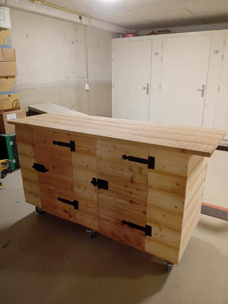 Houten bar/ opslag met wielen (NIEUW ), Huis en Inrichting, Barren, Ophalen, Nieuw