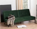 Donkergroene fluwelen slaapbank, Huis en Inrichting, Slaapkamer | Slaapbanken, Ophalen, Tweepersoons, Zo goed als nieuw, 200 cm