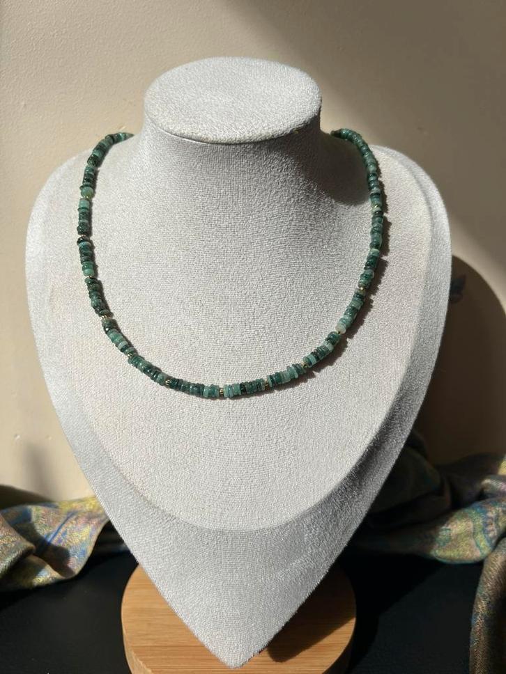 Smaragd beschermt geluk vreugde intuïtie doelgericht liefde, Sieraden, Tassen en Uiterlijk, Kettingen, Nieuw, Zilver, Groen, Met edelsteen