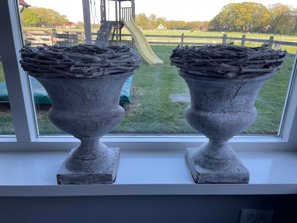 Twee bloempotten voor binnen, Tuin en Terras, Ophalen, Zo goed als nieuw, Binnen, 40 tot 70 cm