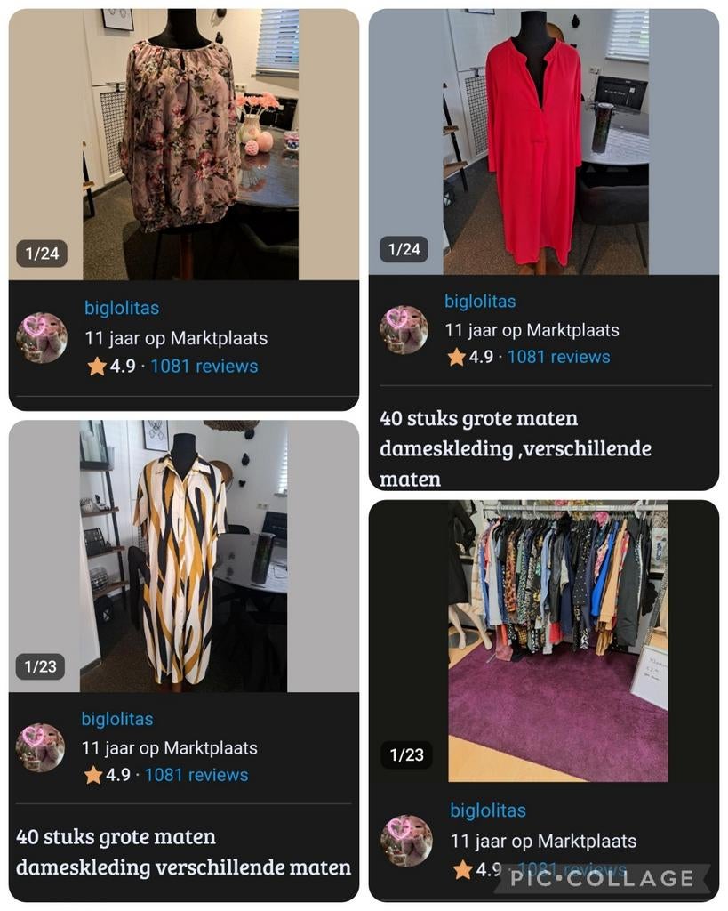 200 stuks dameskleding waarvan 120 stuks grote dames maten, Ophalen, Zo goed als nieuw, Maat 46/48 (XL) of groter