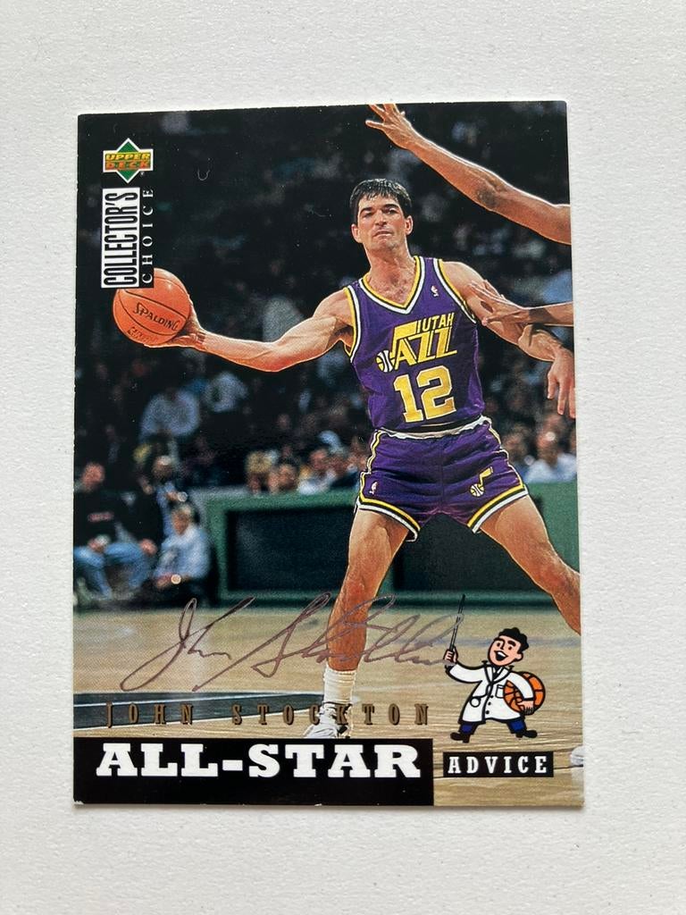 John Stockton 1994 Upper Deck card autograph handtekening, Verzenden, Zo goed als nieuw, Buitenlandse clubs, Poster, Plaatje of Sticker