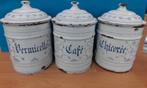 emaille 3 voorraadbussen met afneembaar deksel / 1 prijsje, Ophalen of Verzenden